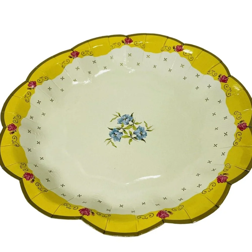 Pretty Tea Party Cake Plates Floral Talking Tables 7 Inch Paper Plates 12 Pack